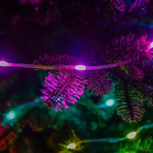 DekorTrend KBU 001 USB-s okos fényfüzér átlátszó kábellel, 100 db MULTI SZÍNES mikro LED-del, távirányítóval / Surplife mobil applikációval vezérelhető, 9,9 m hosszú