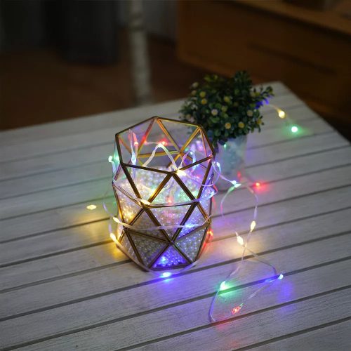 DekorTrend KBU 001 USB-s okos fényfüzér átlátszó kábellel, 100 db MULTI SZÍNES mikro LED-del, távirányítóval / Surplife mobil applikációval vezérelhető, 9,9 m hosszú