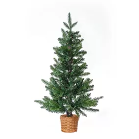   DOUGLAS KFA 650 Mini asztali műfenyő fontott kosár talpban, kevert 2D + 3D tűlevelekkel, 90 cm