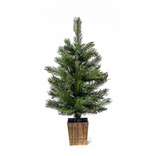 EVERDALE KFA 649 Mini Pine mini asztali műfenyő barna kaspóban 2D + 3D tűlevelekkel, 60 cm