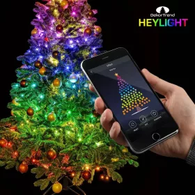   DekorTrend KBT 120 HEYLIGHT Kültéri okos fényfüzér 120 db RGB színes LED-del, fekete kábellel, Bluetooth vezérléssel, 12 m hosszú (IP44)