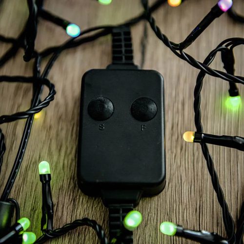 DekorTrend KBT 120 HEYLIGHT Kültéri okos fényfüzér 120 db RGB színes LED-del, fekete kábellel, Bluetooth vezérléssel, 12 m hosszú (IP44)