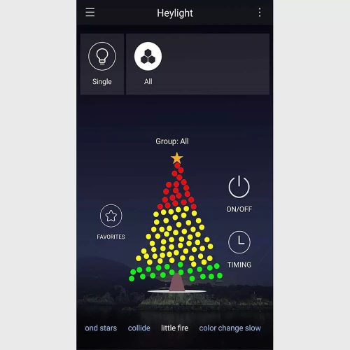 DekorTrend KBT 160 HEYLIGHT Kültéri okos fényfüzér 160 db RGB színes LED-del, fekete kábellel, Bluetooth vezérléssel, 16 m hosszú (IP44)