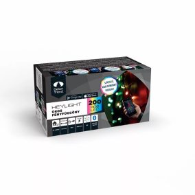   DekorTrend KBT 320 HEYLIGHT Kültéri okos fényfüggöny, 200 db RGB színes LED-del, fekete kábellel, Bluetooth vezérléssel, 90 x 200 cm (IP44)