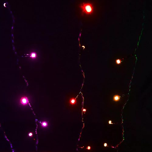 DekorTrend KBT 320 HEYLIGHT Kültéri okos fényfüggöny, 200 db RGB színes LED-del, fekete kábellel, Bluetooth vezérléssel, 90 x 200 cm (IP44)