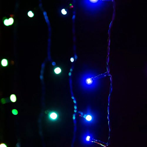 DekorTrend KBT 320 HEYLIGHT Kültéri okos fényfüggöny, 200 db RGB színes LED-del, fekete kábellel, Bluetooth vezérléssel, 90 x 200 cm (IP44)