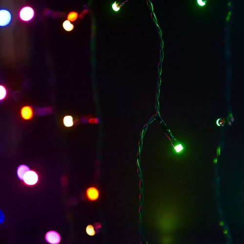 DekorTrend KBT 320 HEYLIGHT Kültéri okos fényfüggöny, 200 db RGB színes LED-del, fekete kábellel, Bluetooth vezérléssel, 90 x 200 cm (IP44)