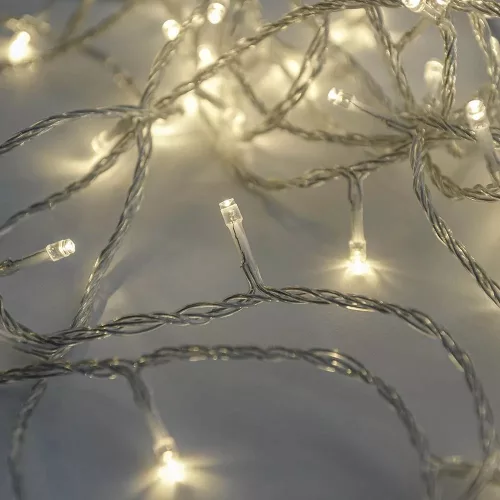 Crystalline KAT 051 WW Kültéri toldható LED fényfüzér, 400 cm, 50 db MELEG FEHÉR LED-del, átlátszó kábel