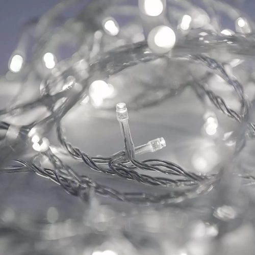 Crystalline KAT 052 WH Kültéri toldható LED fényfüzér, 400 cm, 50 db HIDEG FEHÉR LED-del, átlátszó kábel