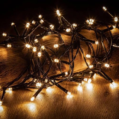 Crystalline KAT 054 WW BK Kültéri toldható LED fényfüzér, 400 cm, 50 db MELEG FEHÉR LED-del, fekete színű kábel