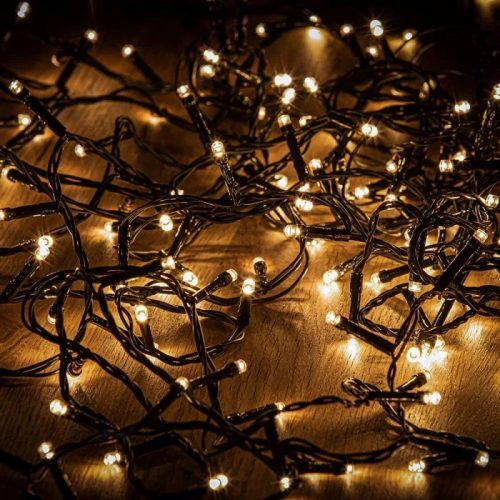 Crystalline KAT 054 WW BK Kültéri toldható LED fényfüzér, 400 cm, 50 db MELEG FEHÉR LED-del, fekete színű kábel