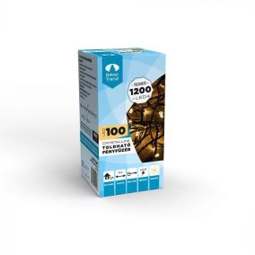   Crystalline KAT 104 WW BK Kültéri toldható LED fényfüzér, 800 cm, 100 db MELEG FEHÉR LED-del, fekete színű kábel