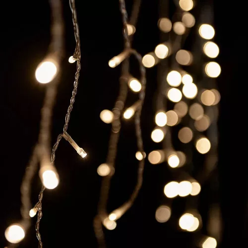 Crystalline KAT 201 WW Kültéri toldható LED jégcsapfüzér, 300 x 40 cm, 100 db MELEG FEHÉR LED-del, átlátszó kábel