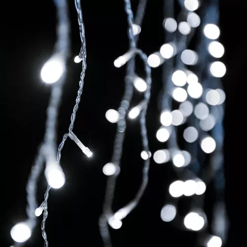 Crystalline KAT 202 WH Kültéri toldható LED jégcsapfüzér, 300 x 40 cm, 100 db HIDEG FEHÉR LED-del, átlátszó kábel