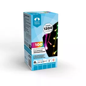   Crystalline KAT 203 MULTI Kültéri toldható LED jégcsapfüzér, 300 x 40 cm, 100 db SZÍNES LED-del, átlátszó kábel