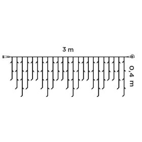   Crystalline KAT 206 MULTI BK Kültéri toldható LED jégcsapfüzér, 300 x 40 cm, 100 db SZÍNES LED-del, fekete színű kábel