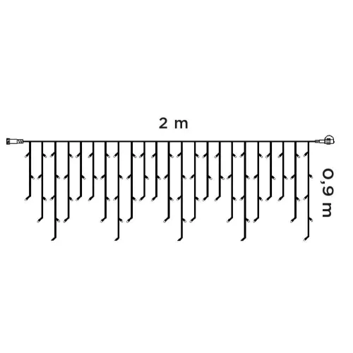 Crystalline KAT 211 WW Kültéri toldható LED jégcsapfüzér, 200 x 90 cm, 138 db MELEG FEHÉR LED-del, átlátszó kábel