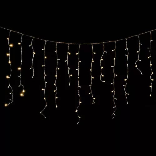 Crystalline KAT 211 WW Kültéri toldható LED jégcsapfüzér, 200 x 90 cm, 138 db MELEG FEHÉR LED-del, átlátszó kábel