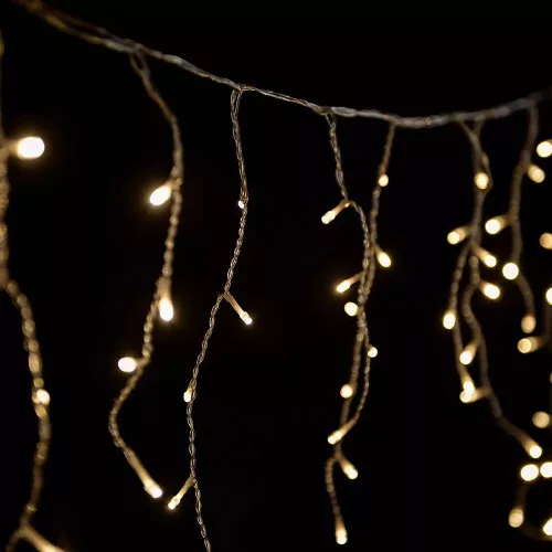 Crystalline KAT 211 WW Kültéri toldható LED jégcsapfüzér, 200 x 90 cm, 138 db MELEG FEHÉR LED-del, átlátszó kábel