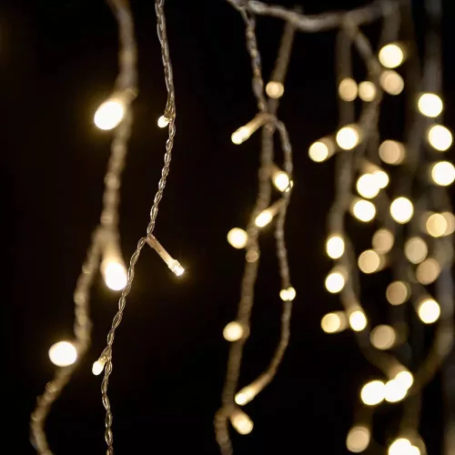 Crystalline KAT 211 WW Kültéri toldható LED jégcsapfüzér, 200 x 90 cm, 138 db MELEG FEHÉR LED-del, átlátszó kábel