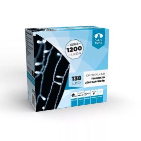   Crystalline KAT 212 WH Kültéri toldható LED jégcsapfüzér, 200 x 90 cm, 138 db HIDEH FEHÉR LED-del, átlátszó kábel