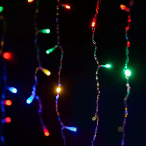 Crystalline KAT 213 MULTI Kültéri toldható LED jégcsapfüzér, 200 x 90 cm, 138 db SZÍNES LED-del, átlátszó kábel
