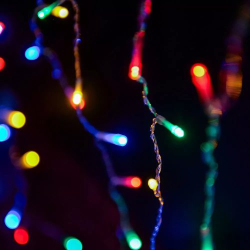 Crystalline KAT 213 MULTI Kültéri toldható LED jégcsapfüzér, 200 x 90 cm, 138 db SZÍNES LED-del, átlátszó kábel