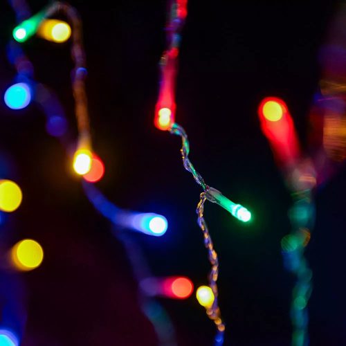 Crystalline KAT 213 MULTI Kültéri toldható LED jégcsapfüzér, 200 x 90 cm, 138 db SZÍNES LED-del, átlátszó kábel