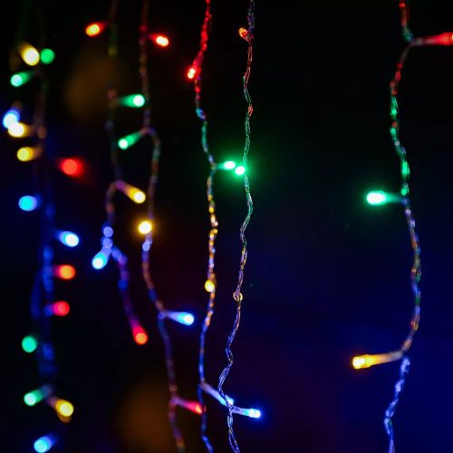 Crystalline KAT 213 MULTI Kültéri toldható LED jégcsapfüzér, 200 x 90 cm, 138 db SZÍNES LED-del, átlátszó kábel