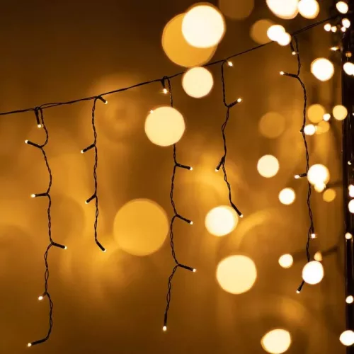Crystalline KAT 214 WW BK Kültéri toldható LED jégcsapfüzér, 200 x 90 cm, 138 db MELEG FEHÉR LED-del, fekete színű kábel