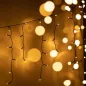   Crystalline KAT 214 WW BK Kültéri toldható LED jégcsapfüzér, 200 x 90 cm, 138 db MELEG FEHÉR LED-del, fekete színű kábel