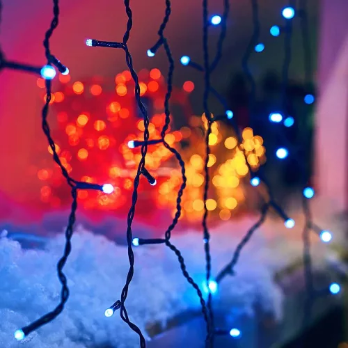 Crystalline KAT 215 WH BK Kültéri toldható LED jégcsapfüzér, 200 x 90 cm, 138 db HIDEG FEHÉR LED-del, fekete színű kábel