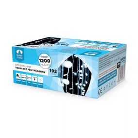   Crystalline KAT 302 WH Kültéri toldható LED fényfüggöny, 200 x 90 cm, 192 db HIDEG FEHÉR LED-del, átlátszó kábel