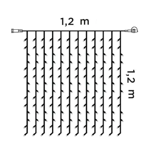 Crystalline KAT 311 WW Kültéri toldható LED fényfüggöny, 120 x 120 cm, 144 db MELEG FEHÉR LED-del, átlátszó kábel