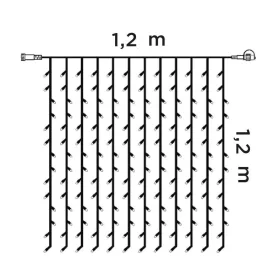   Crystalline KAT 312 WH Kültéri toldható LED fényfüggöny, 120 x 120 cm, 144 db HIDEG FEHÉR LED-del, átlátszó kábel