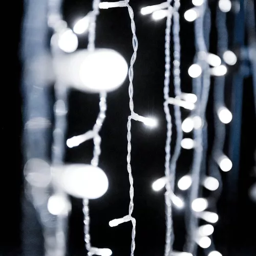 Crystalline KAT 312 WH Kültéri toldható LED fényfüggöny, 120 x 120 cm, 144 db HIDEG FEHÉR LED-del, átlátszó kábel