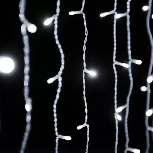 Crystalline KAT 312 WH Kültéri toldható LED fényfüggöny, 120 x 120 cm, 144 db HIDEG FEHÉR LED-del, átlátszó kábel