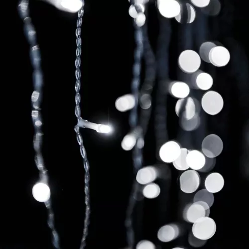 Crystalline KAT 312 WH Kültéri toldható LED fényfüggöny, 120 x 120 cm, 144 db HIDEG FEHÉR LED-del, átlátszó kábel