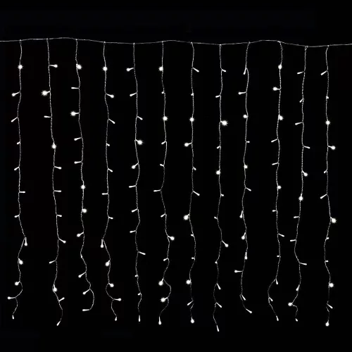 Crystalline KAT 312 WH Kültéri toldható LED fényfüggöny, 120 x 120 cm, 144 db HIDEG FEHÉR LED-del, átlátszó kábel