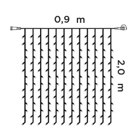   Crystalline KAT 331 WW Kültéri toldható LED fényfüggöny, 90 x 200 cm, 192 db MELEG FEHÉR LED-del, átlátszó kábel