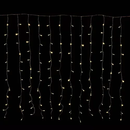 Crystalline KAT 341 WW Kültéri toldható LED fényfüggöny, 200 x 250 cm, 500 db MELEG FEHÉR LED-del, átlátszó kábel