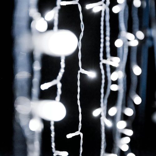 Crystalline KAT 342 WH Kültéri toldható LED fényfüggöny, 200 x 250 cm, 500 db HIDEG FEHÉR LED-del, átlátszó kábel