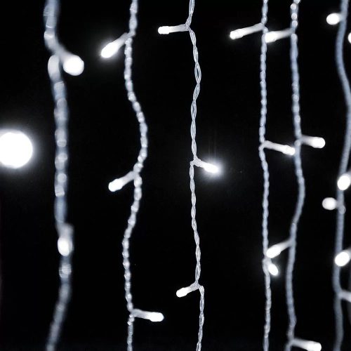 Crystalline KAT 342 WH Kültéri toldható LED fényfüggöny, 200 x 250 cm, 500 db HIDEG FEHÉR LED-del, átlátszó kábel