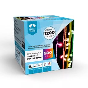   Crystalline KAT 343 MULTI Kültéri toldható LED fényfüggöny, 200 x 250 cm, 500 db SZÍNES LED-del, átlátszó kábel
