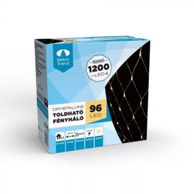   Crystalline KAT 401 WW Kültéri toldható LED fényháló, 200 x 100 cm, 96 db MELEG FEHÉR LED-del, átlátszó kábel