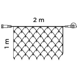   Crystalline KAT 401 WW Kültéri toldható LED fényháló, 200 x 100 cm, 96 db MELEG FEHÉR LED-del, átlátszó kábel