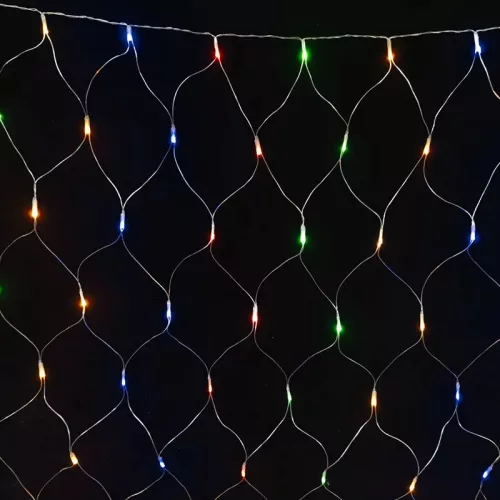 Crystalline KAT 403 MULTI Kültéri toldható LED fényháló, 200 x 100 cm, 96 db SZÍNES LED-del, átlátszó kábel