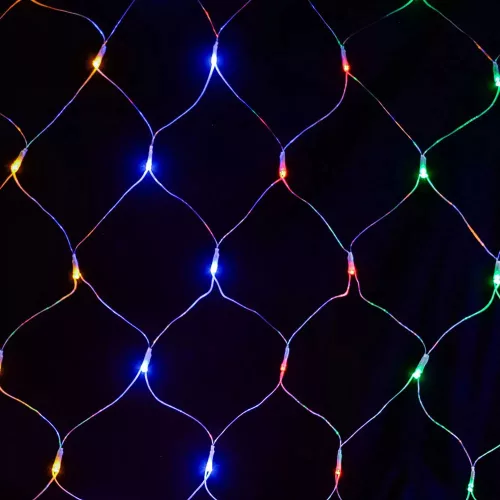 Crystalline KAT 403 MULTI Kültéri toldható LED fényháló, 200 x 100 cm, 96 db SZÍNES LED-del, átlátszó kábel