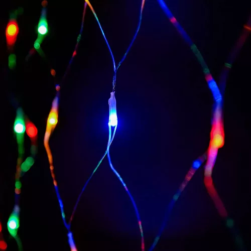 Crystalline KAT 403 MULTI Kültéri toldható LED fényháló, 200 x 100 cm, 96 db SZÍNES LED-del, átlátszó kábel