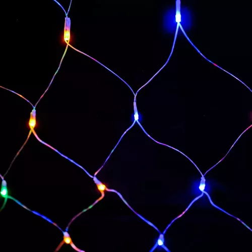 Crystalline KAT 403 MULTI Kültéri toldható LED fényháló, 200 x 100 cm, 96 db SZÍNES LED-del, átlátszó kábel